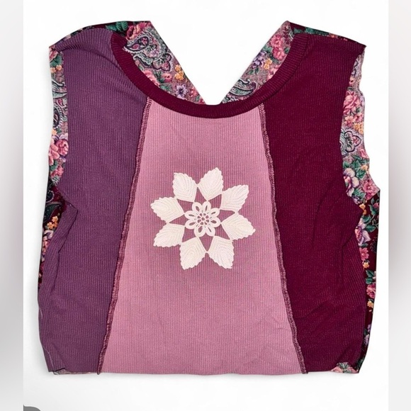 n/a Tops - Floral Patchwork Sleeveless up cycled Top
